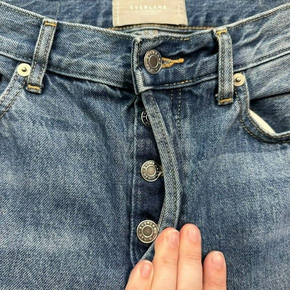 Everlane The 90's Cheeky Mid Wash Straight Leg High Rise Jeans Womens‎ 25 Crop - Picture 3 of 6